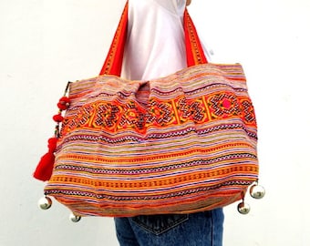 Colourful Embroidered Tote, Bohemian Bag, Ethnic Bag, Hippie Tote, Artistic bag,  Boho Bag, Hobo Bag, Purse, One of a kind Bag