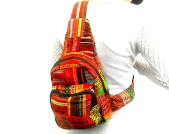 Mochila de patchwork, mochila bandolera, bolso bohemio, bolso de cáñamo, bolso hippie, mochila rasta, bolso artístico, bolso de festival, bolso bohemio