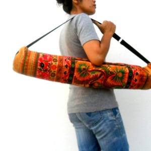 Yoga Mat Bag yoga sling bag Yoga Bag Sports Bags Pilates Mat Bag Women bag Yoga Embroidery Bag Brown color Yoga Bag Gift Bag Handmade