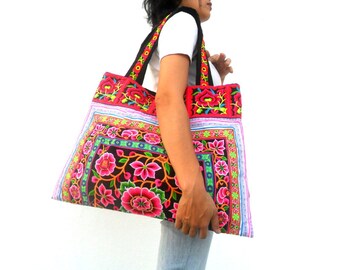 Tote bag, Ethnic Bag, Embroidery Bag, Hmong Bag, Boho bag, Bohemian Bag, Handbag, Shoulder Bag, Hippie Bag,