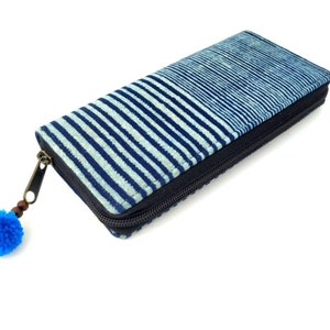 Blue Wallet, Indigo Wallet, Boho Long Wallet, Strips Wallet, Hippie Wallet, Ethnic Wallet, Boho Purse, Ethnic Purse, Vegan Wallet, Gift