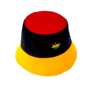 Rasta Bucket Hats, Jamaican Hat, Red Yellow Green Black Hat, Sun Hat, Boho Hat, Rastafari Hat, Reggae, Sun Hat, Gift
