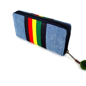 Rasta Wallet, Denim Wallet, Boho Wallet,  Boho Wallet, Rasta Bag, Women Wallet, Hippie Wallet, jamaican wallet, Boho Purse, Ethnic Purse