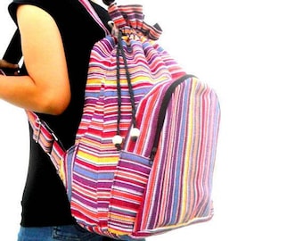Mochila Hipster, mochila boho, mochila escolar, bolso de hombro, bolso crossbody multicolor, bolsa de mensajero, bolso de arte hippie Boho Hobo