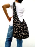 Shoulder Bag Skeleton bag Sling Bag Hippie Hobo Skull Bag Boho bohemian Handmade bag Purse Cross Body Goth bag / Gift Black Gray Color product logo