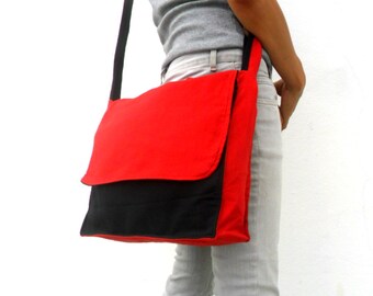 Messenger Bag Crossbody Bag Bohemian Bag  Red Black Color boho Bag Handmade Everyday Bag  Purse Hippie Hobo Bag Gift Satchel Shoulder Bag