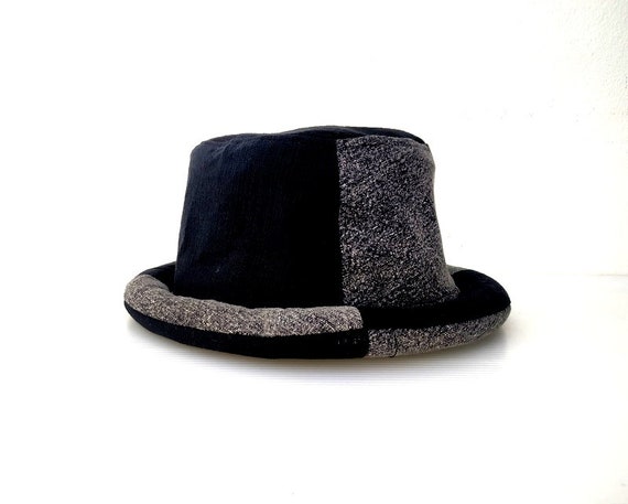 Black Gray Bucket Hat, Boho Hat, Hippie Hat, Hipster Hat, Bohemian