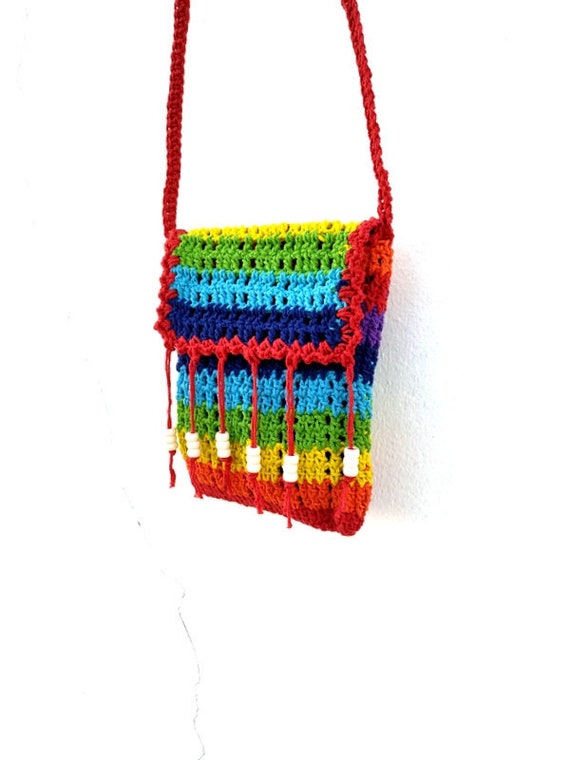Colorful Bag, Hippie Bag, Beach Bag, Crochet Bag, Rainbow bag, Bohemian Bag, Gift For Her, Festival bag, cross body bag, Women Purse