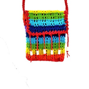 Colorful Bag, Hippie Bag, Beach Bag, Crochet Bag, Rainbow bag, Bohemian Bag, Gift For Her, Festival bag, cross body bag, Women Purse image 5