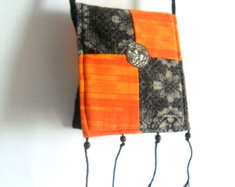 Torebka typu crossbody, torba boho, torba na ramię, kolor czarny, szary, pomarańczowy, hipisowska, boho, torba typu hobo, ręcznie robiona, torba typu sling, tajska torba / prezent