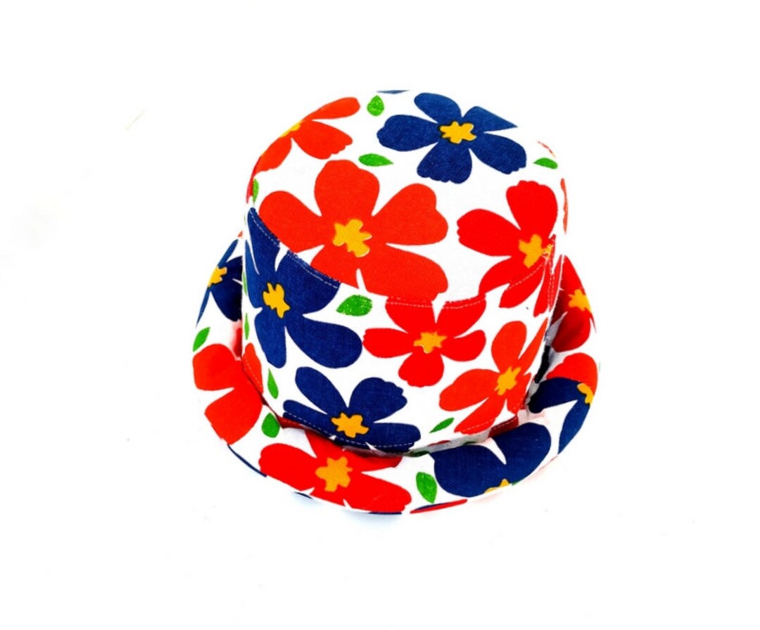 Rolled Brim Floral Bucket Hat, Spring Summer Cotton Hat, Rasta Hat ...