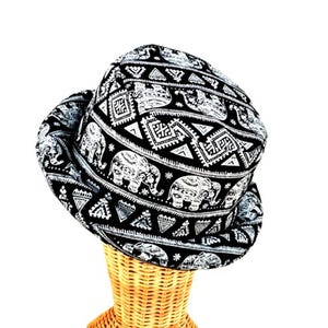 Elephant Roll Brim Hat, Festival Hat, Bucket Brim Hat, Pork Pie Hat, Party Hat, Black Bucket Hat, African Hat, Safari Hat, Animal Hat