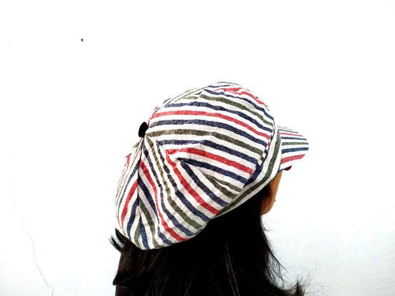 Striped Newsboy Hat, Gatsby Cap, Reggae Hat, Dreadlocks Hat
