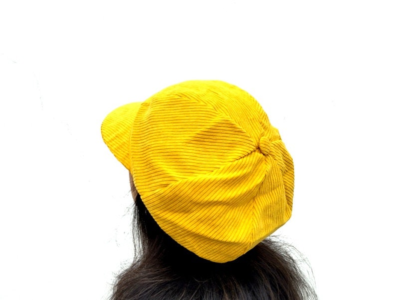 Yellow Corduroy Newsboy Hat, Rasta Hat, Yellow Newsboy Hat, Yellow