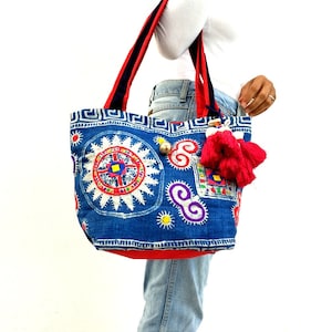 Tote Vintage Embroidered, Bohemian Bag, Ethnic, Hippie, Artistic, Boho, Hobo, Hand woven hemp indigo Purse, indie bag, One of a kind Bag