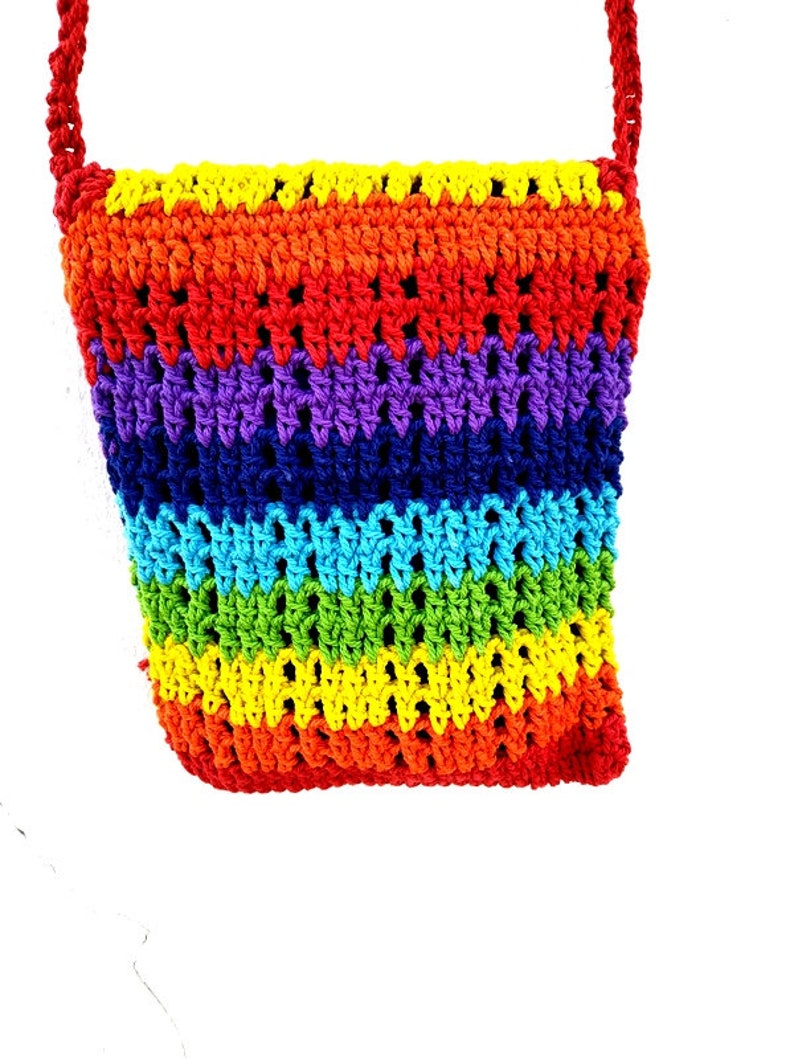 Colorful Bag, Hippie Bag, Beach Bag, Crochet Bag, Rainbow bag, Bohemian Bag, Gift For Her, Festival bag, cross body bag, Women Purse image 3