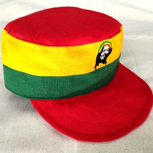 Rasta Cap, Reggae Cap, Army Cap, Cadet Military Hat, Reggae Army Cap, Hippie Cap, Rasta Hat, Dreadlocks Hat, Rastafari Cap, Dubwise Cap