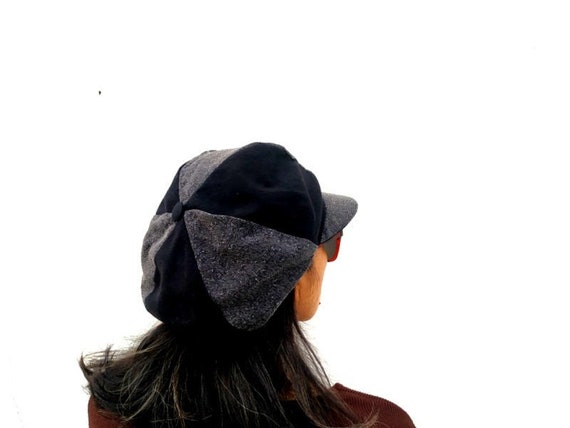 Black Gray Hat, Beret Hat, Baker Hat, Rasta Hat, Gavroche Cap