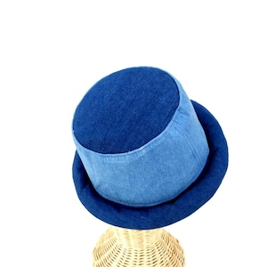 Blue Denim Bucket Hat, Blue Jeans Hat, Denim Roll Brim Hat, Jeans Hat, Artist Hat, Vegan Bucket Hat, Bohemian Hat
