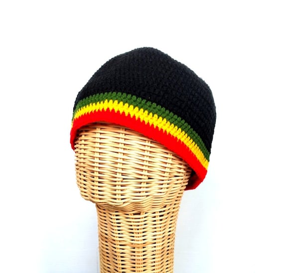 Rasta Crochet Hat, Rasta Beanie, Skullcap Beanie, Skullcap Cotton