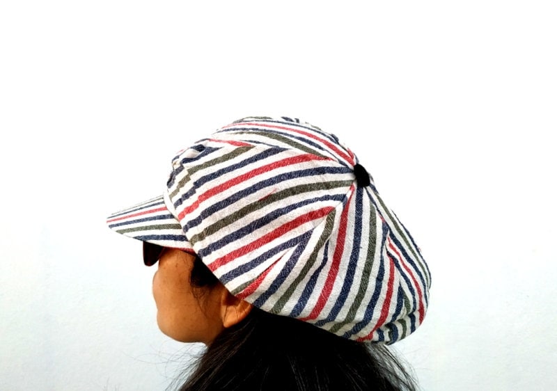 Striped Newsboy Hat, Gatsby Cap, Reggae Hat, Dreadlocks Hat