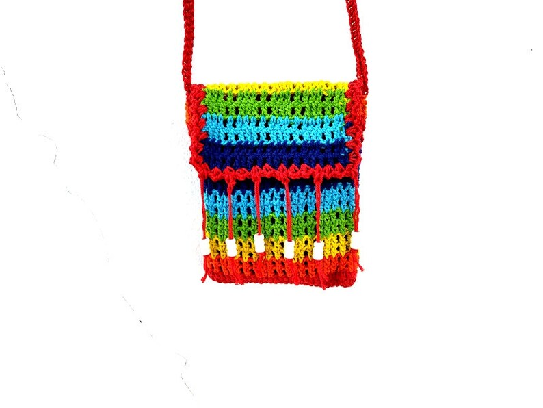 Colorful Bag, Hippie Bag, Beach Bag, Crochet Bag, Rainbow bag, Bohemian Bag, Gift For Her, Festival bag, cross body bag, Women Purse image 6