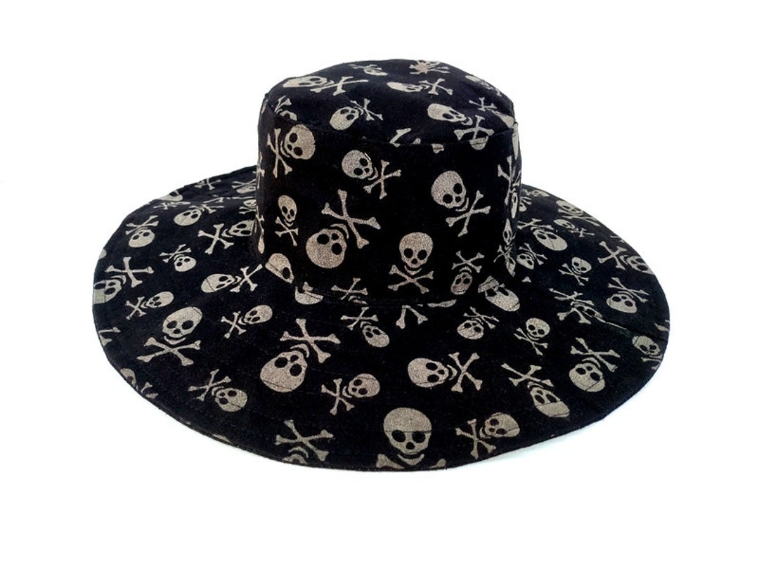 Skeleton Brim, Gothic Bucket Hat, Boho Hat, Hippie Hat, Vampire Hat, Halloween Brim, Bohemian