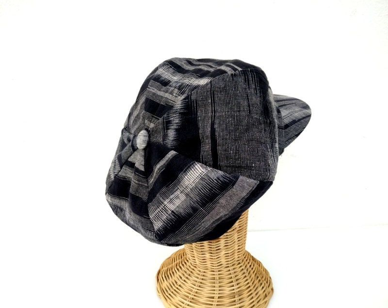 BOTVELA Sombrero De Tweed De Espiga De 8 Paneles De Mezcla De Lana Para Hombre, Negro