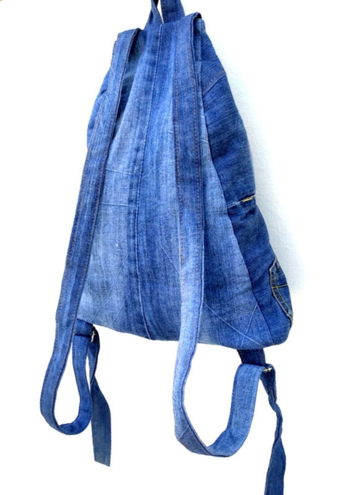 Denim Backpack Jeans Backpack Jean Bag Recycled Jeans Etsy