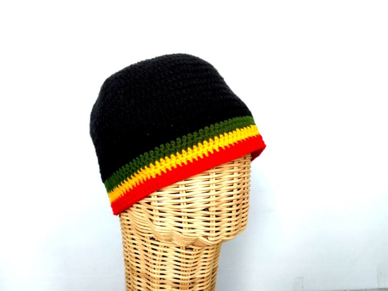 Rasta Crochet Hat, Rasta Beanie, Skullcap Beanie, Skullcap Cotton