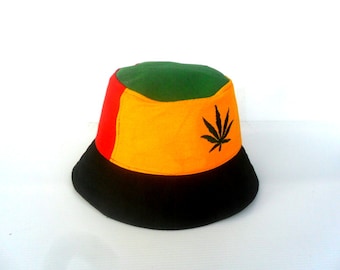 Bucket Hat Boho Rasta Hat Hemp Hat Hippie Reggae Bucket hat unisex Cap hat Bohemian Jamaican hat Sun Hat gift