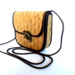 Bamboo Shoulder Bag String Bag Hobo Bag Crossbody Bag Zen Handmade Beg Hippie Boho Purse Natural Bamboo Bag Thai Bag / Gift 5” x 4.5”