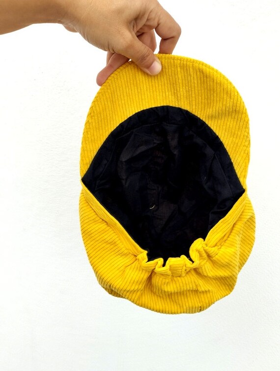 Yellow Corduroy Newsboy Hat, Rasta Hat, Yellow Newsboy Hat, Yellow