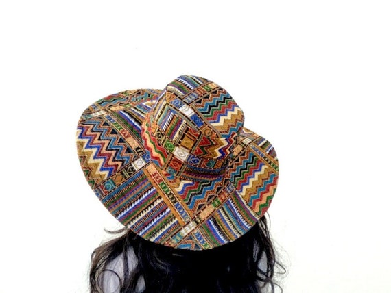 Festival Brim Hat, Funky Hat, Boho Hat, Hippie Hat, floppy hat, Navajo Brim, Bohemian Hat, Ethnic Hat, Beach hat, Rasta Brim, Summer Hat