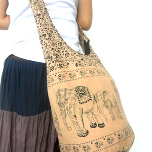 Shoulder Bag Cross Body Bag Handmade Bag Elephant Bag Hobo Crossbody Bag Hippie Boho bohemian bag Purse Gift / Cream Color Sling bag