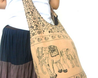 Shoulder Bag Cross Body Bag Handmade Bag Elephant Bag Hobo Crossbody Bag Hippie Boho bohemian bag Purse Gift / Cream Color Sling bag