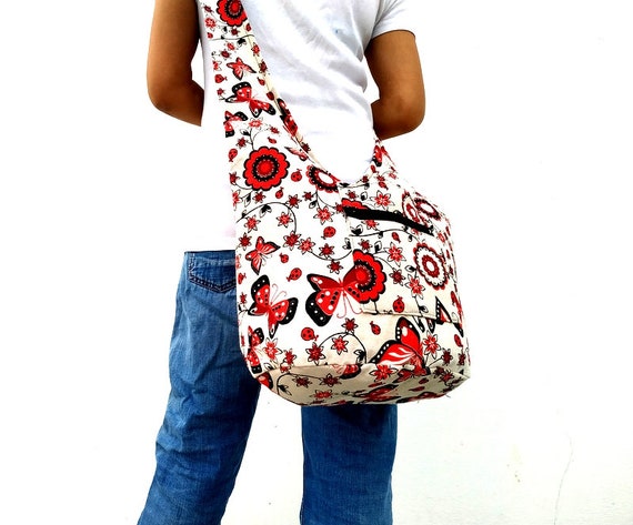 Butterfly Floral Hobo Bag, Sling Bag, Flower Tote, Floral  display picture 2