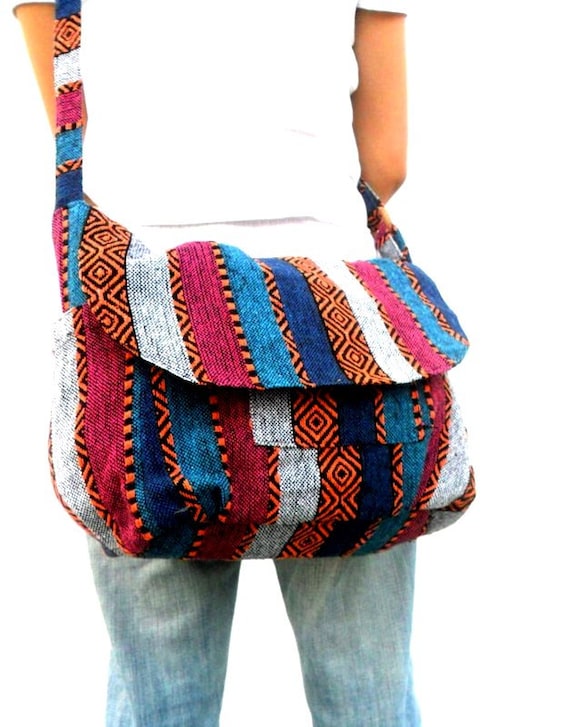 Crossbody Bag Hippie Bag Messenger Shoulder Bag Purse Handbag Boho Hobo Bag  Gift Thai Bag Handmade Everyday Bag Gift Bag Multicolor Bag 