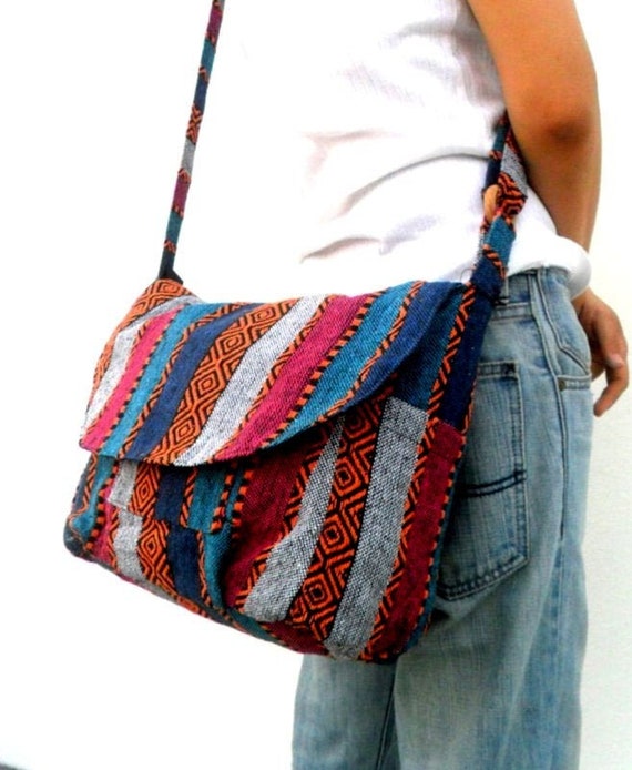 Crossbody Bag Hippie Bag Messenger Shoulder Bag Purse Handbag Boho Hobo Bag  Gift Thai Bag Handmade Everyday Bag Gift Bag Multicolor Bag 
