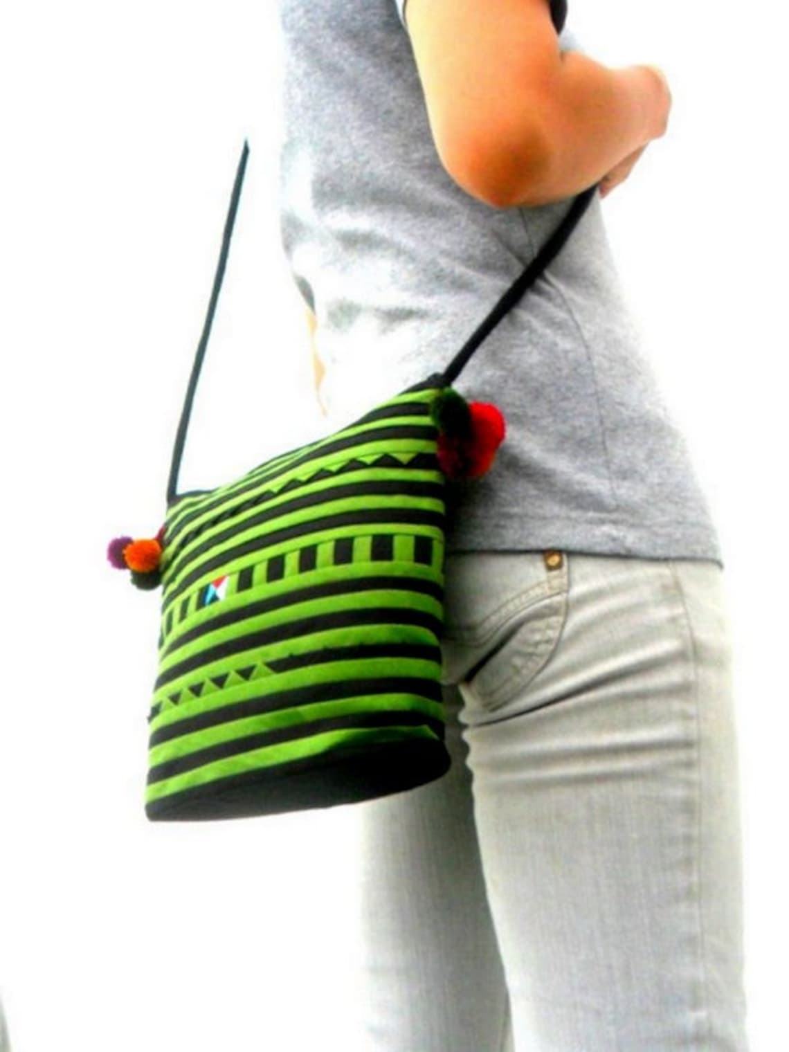 Black Green Color Crossbody Bag Hill Tribe Bag Boho Bag Hobo Etsy