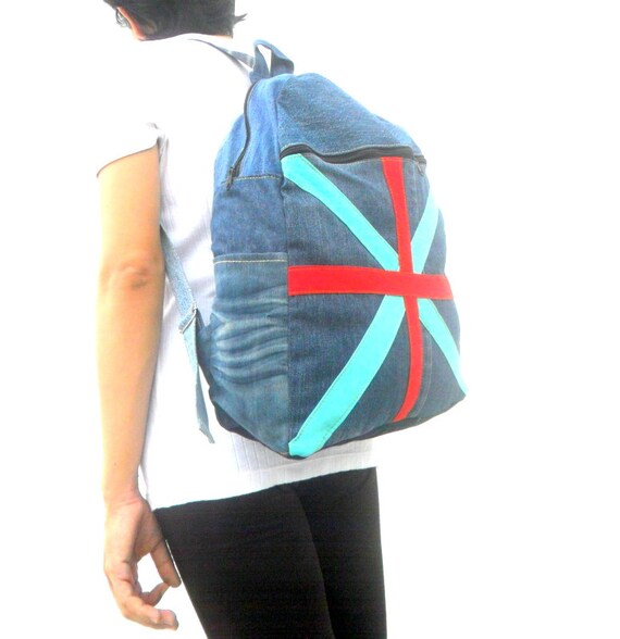 Jeans Backpack Bag Denim Bag Reclaimed Jean Bag Rucksack Bag Etsy