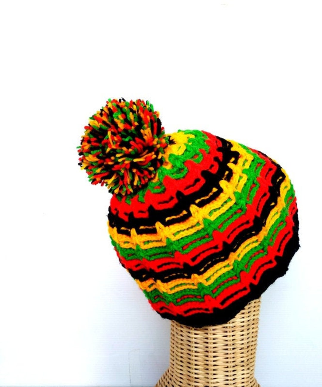 Rasta Crochet Hat, Knited Rasta Hat, Rastafari Beanie, Jamaican Rasta ...