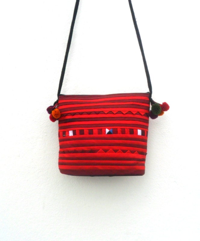 Black Red Color Crossbody Bag Hill Tribe Bag Boho Bag Hobo Bag Etsy