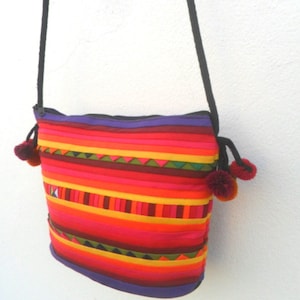 Bohemian Bag Ethnic Bag Crossbody Bag Elephant Bag Messenger Handmade Bag Art Bag Purse Multicolor bag Hippie Hobo Bag Gift Pom Pom Bag