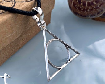 Dreieck Sterling Silber Halskette |  Zierlicher Dreieck-Kreis Anhänger | Geometrische Schmuck