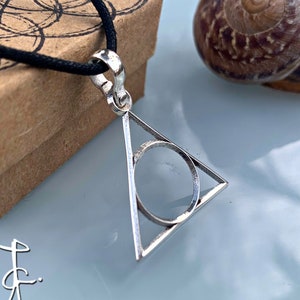 Triangle Sterling Silver Necklace |  Dainty Triangle-Circle Charm | Geometric jewelry