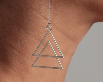 Delicate Double Triangle Threader Earrings