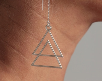 Zierliche Double Triangle Threader Ohrringe