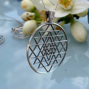 Unique Sri Yantra Sterling Silver Pendant