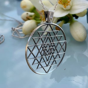 3D Sri Yantra Sterling Silver Pandent